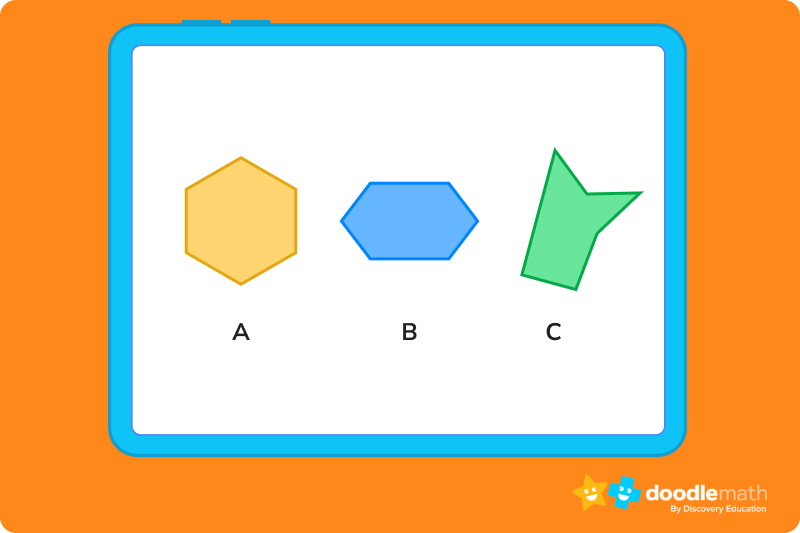 Identify the regular hexagon